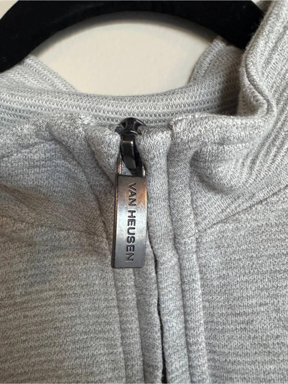 Van Heusen Men XL Gray Textured 1/4 Zip Pullover Classic Fit Ribbed Sweater Grey